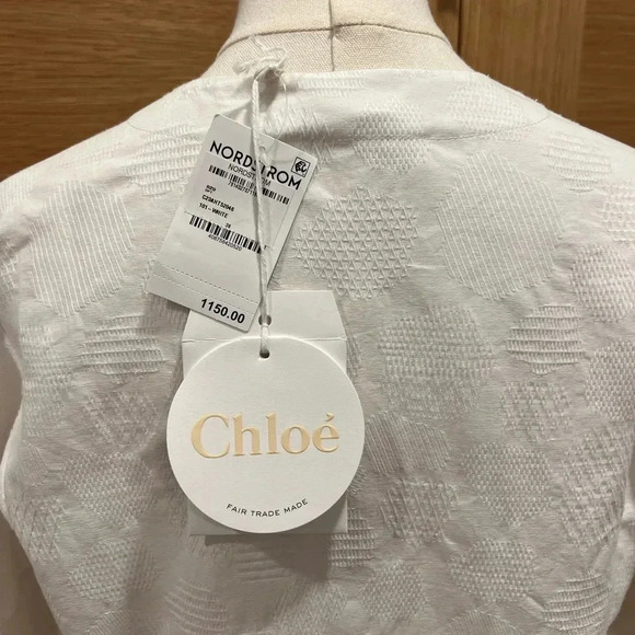 Chloe | Puff-Sleeved V-Neck Blouse | White/Ivory | Size 38 Womens 4 US | NWT - Picture 9 of 15